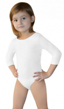 sklep pływacki aqua-swim.pl Body dla dziecka BODYSUIT GIRLS ¾ SLEEVE LEOTARD white 146 GWINNER